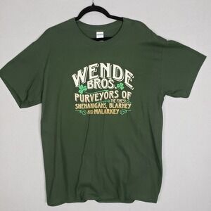 Irish Tee Shirt Wende Bros Purveyors Of Shenanigans Blarney Malarkey Green Sz L